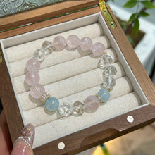 Load image into Gallery viewer, 008 Mo Pink Aquamarine &amp; White Crystal Bracelet – For Love, Calm &amp; Feminine Glow