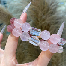 Load image into Gallery viewer, 007 Mo Pink &amp; Strawberry Quartz Crystal Bracelet | Love, Healing &amp; Soft Feminine Energy