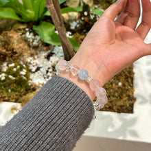 Load image into Gallery viewer, 008 Mo Pink Aquamarine &amp; White Crystal Bracelet – For Love, Calm &amp; Feminine Glow