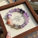 020 Purple Jade & Pink Crystal Horse Bracelet | Grace, Strength & Good Fortune