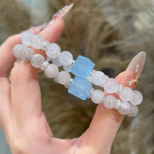Load image into Gallery viewer, 031 Lucky Aquamarine Crystal Bracelet | Natural Rabbit Fur Stone | Wealth &amp; Love Energy