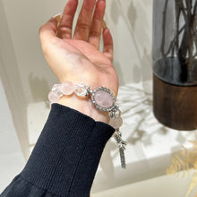 Load image into Gallery viewer, 010 Lucky Rose Quartz Horse Bracelet Pink White Crystal | Attract Love &amp; Wealth