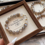 036 Milk Tea Moonlight Bracelet | Soft White Rabbit Hair Beads for Calm & Sweet Vibes